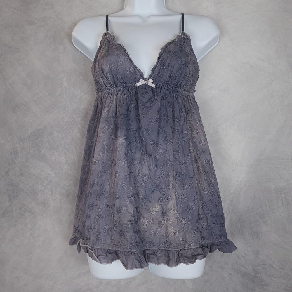 Vntg Victorias Secret Babydoll Chemise Womens Small Floral Embroidered Fairy Y2K
